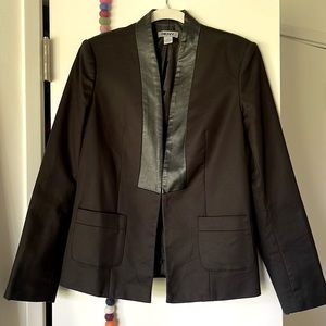DKNY Faux Leather Trim Fitted Blazer